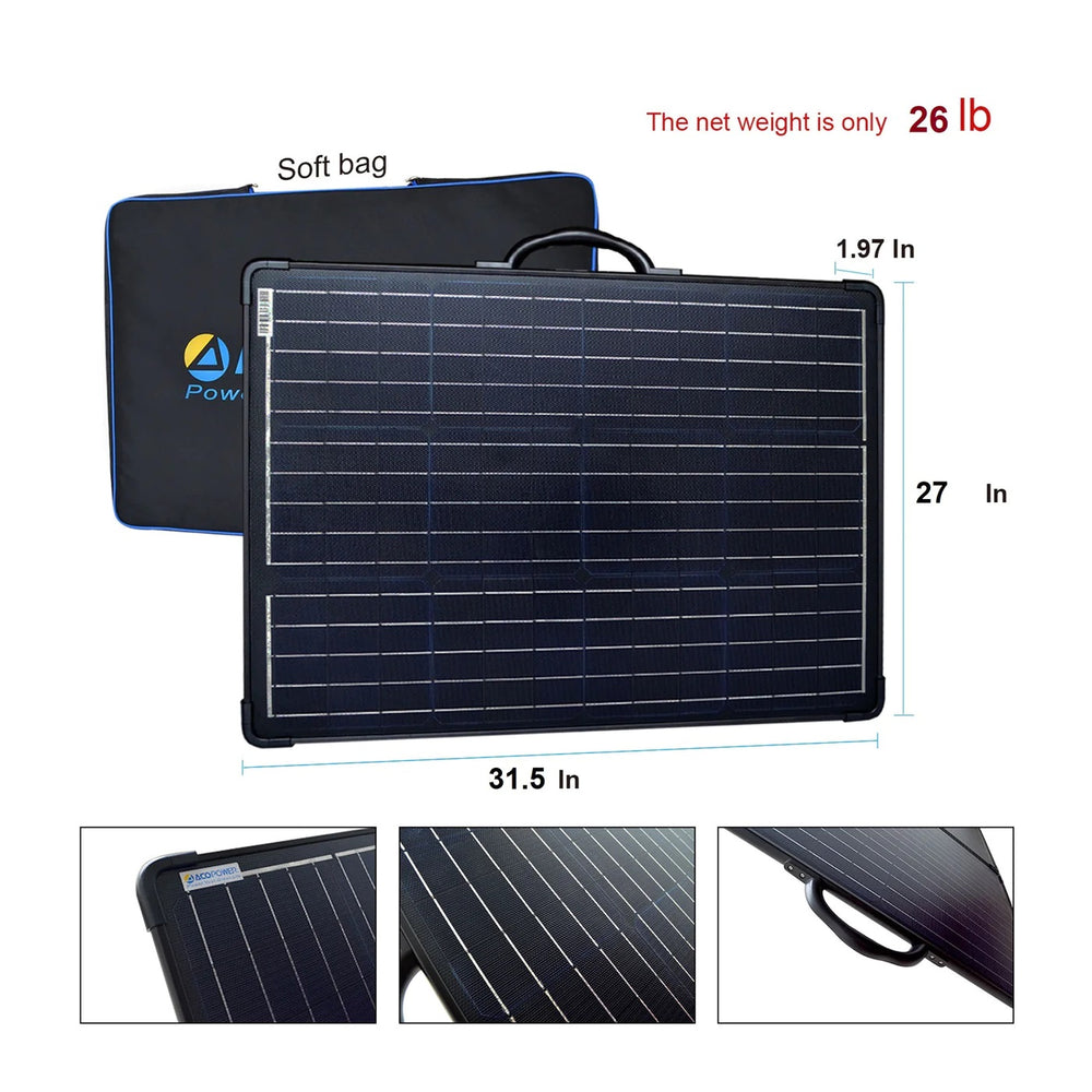 ACOPower Plk 200W Portable Solar Panel Kit Dimension