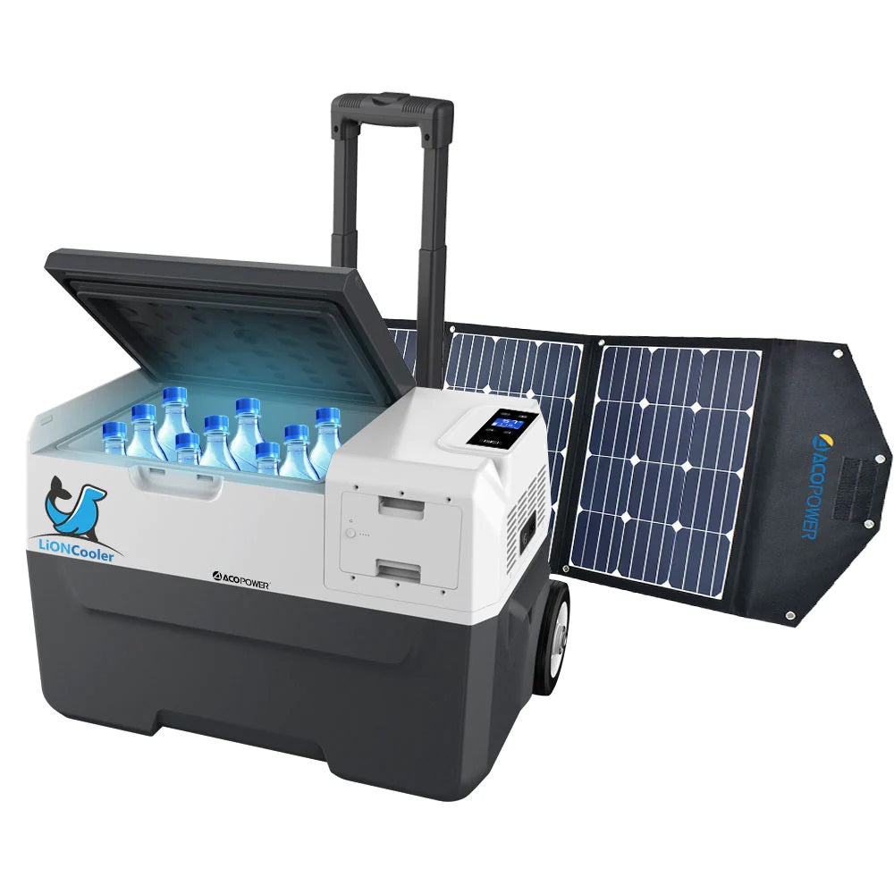 ACOpower LiONCooler Combo, X30A 32 Quartz Portable Solar Fridge or Freezer and 90W Solar Panel