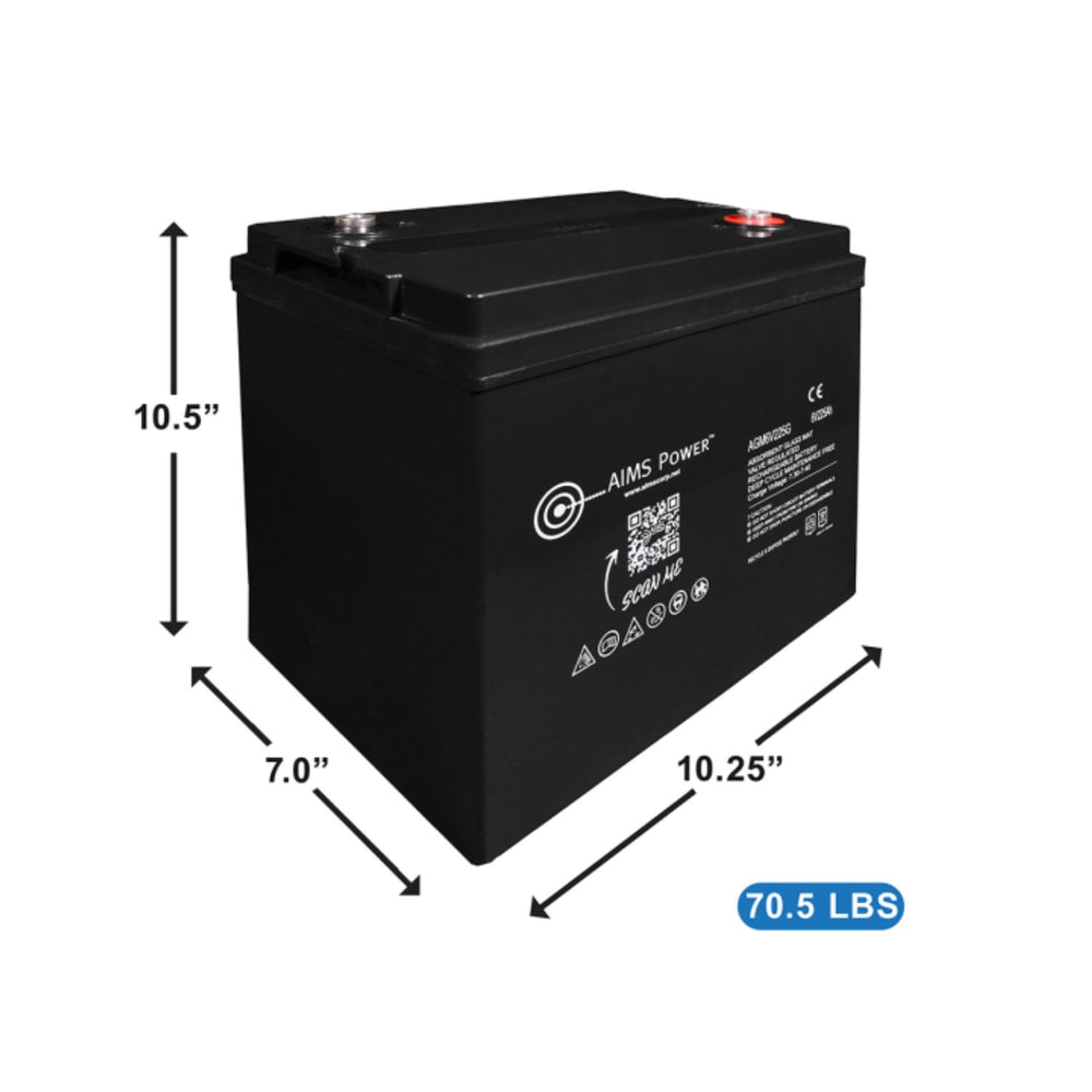 AIMS Power 6V 225Ah AGM Deep-Cycle Heavy Duty GC2 Battery dimension