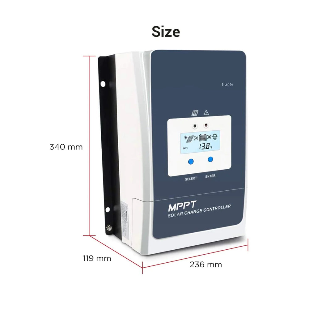 ACOPOWER 60A MPPT Solar Charge Controller Size