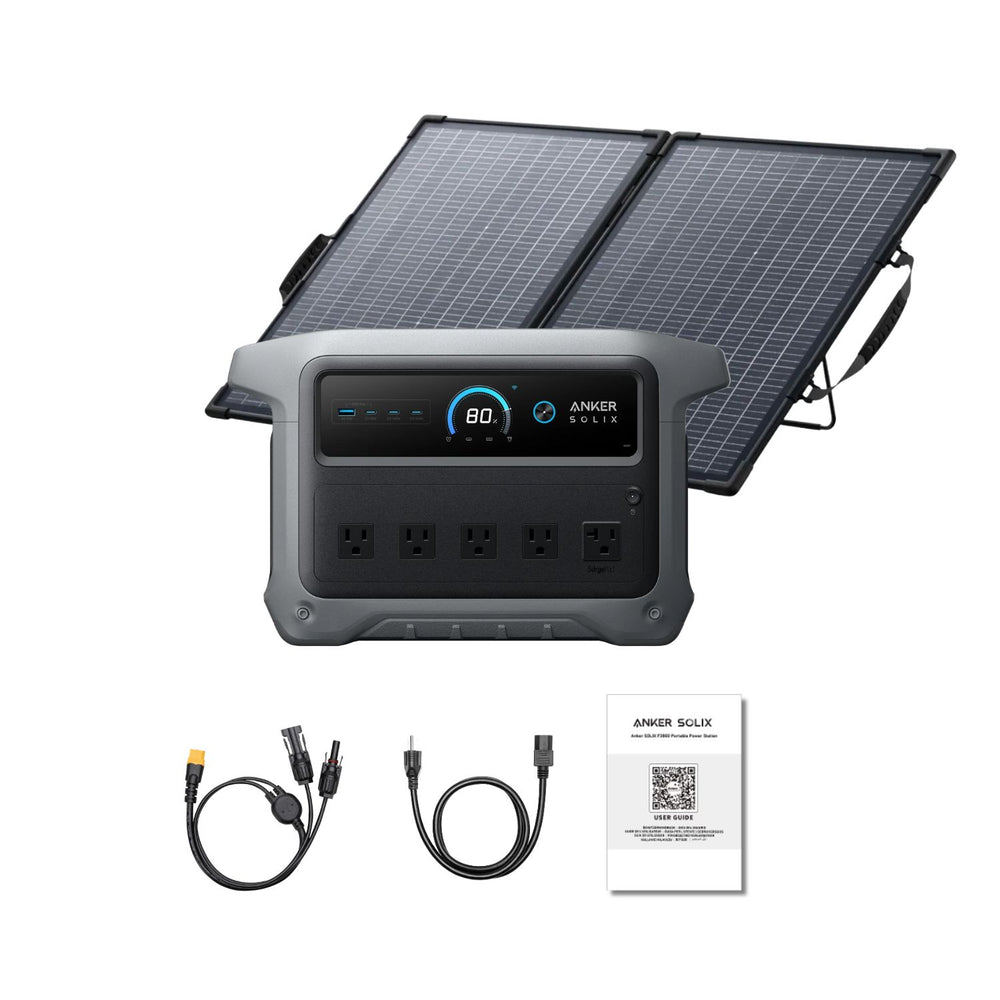 Anker SOLIX C1000 Gen 2 Portable Power Station with Anker SOLIX PS100 Bifacial Portable Solar Panel