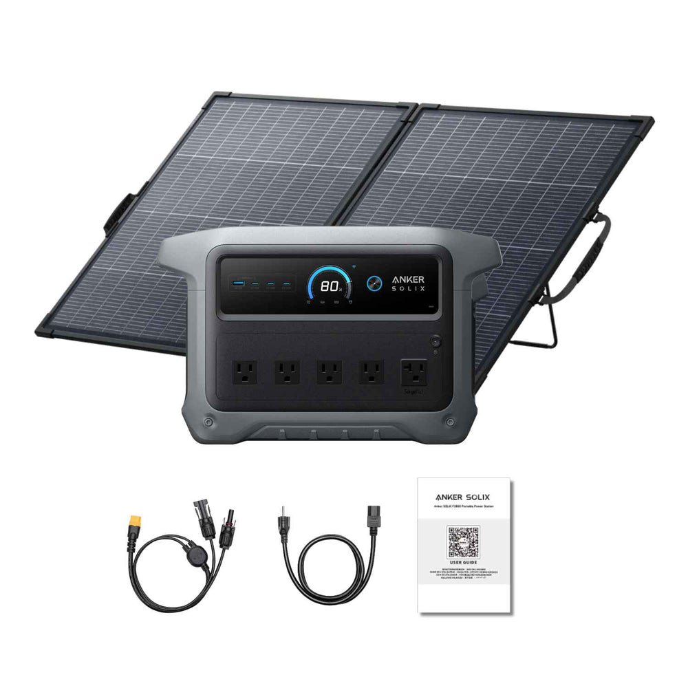 Anker SOLIX C1000 Gen 2 Portable Power Station with Anker SOLIX PS200 Bifacial Portable Solar Panel