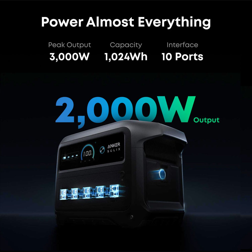 Anker SOLIX C1000 Gen 2 Portable Power Station with specifications on a dark background