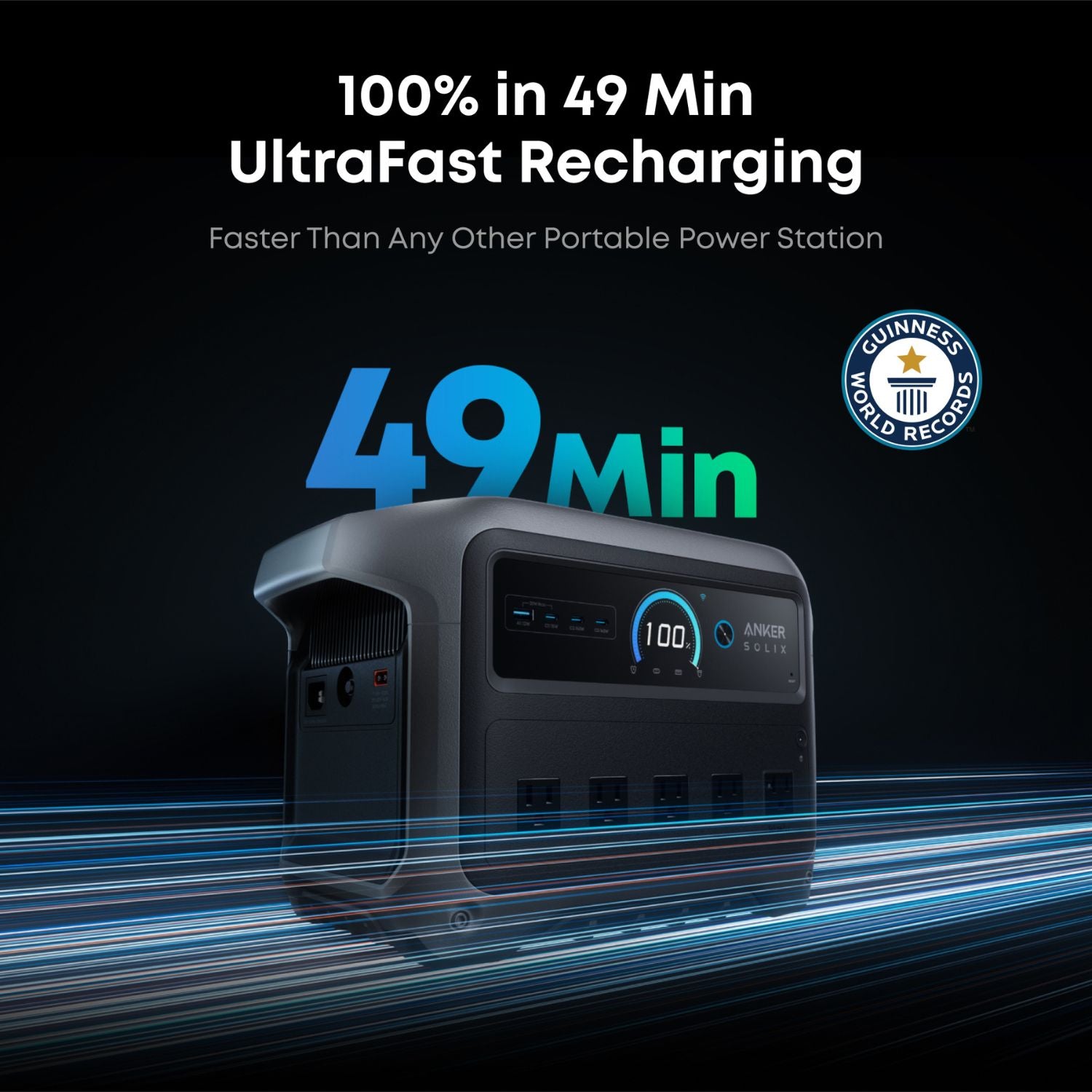 Anker SOLIX C1000 Gen 2 Portable Power Station with ultrafast charging feature on a dark background
