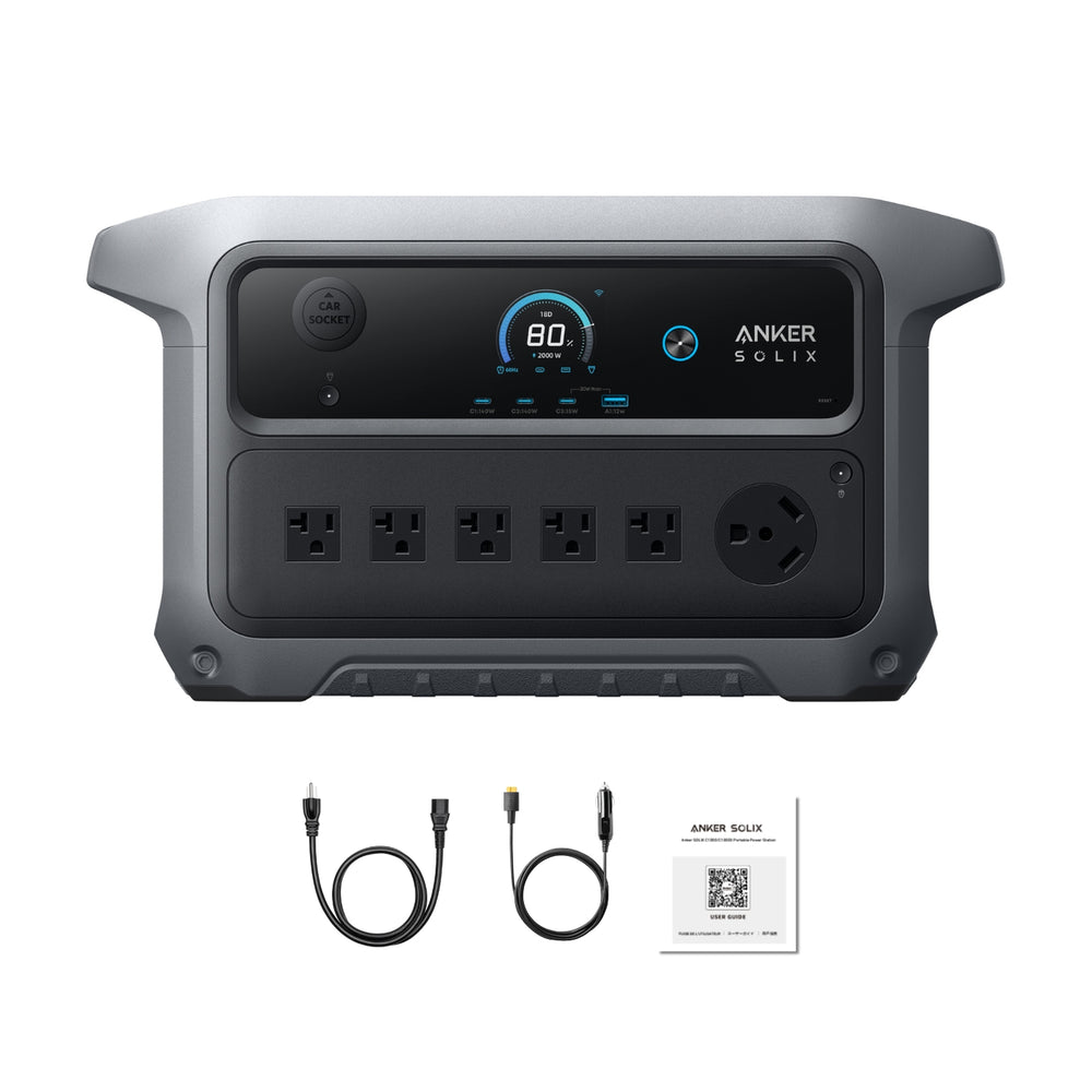 Anker SOLIX C2000 Gen 2 Front View With Inclusions
