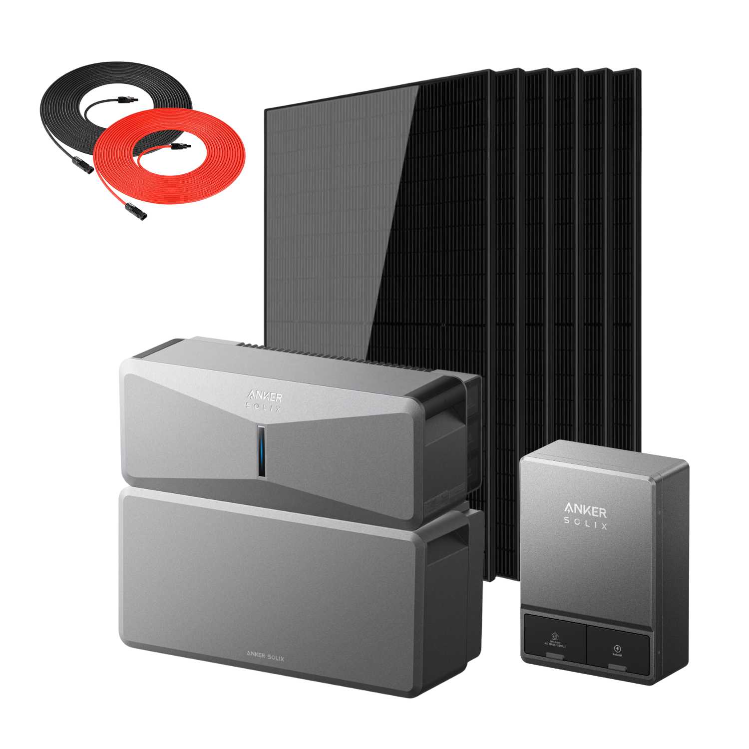 Anker SOLIX E10 Manual Home Backup Kit with six 440W Rigid Solar Panels and a Rich Solar Panel Extension Cable