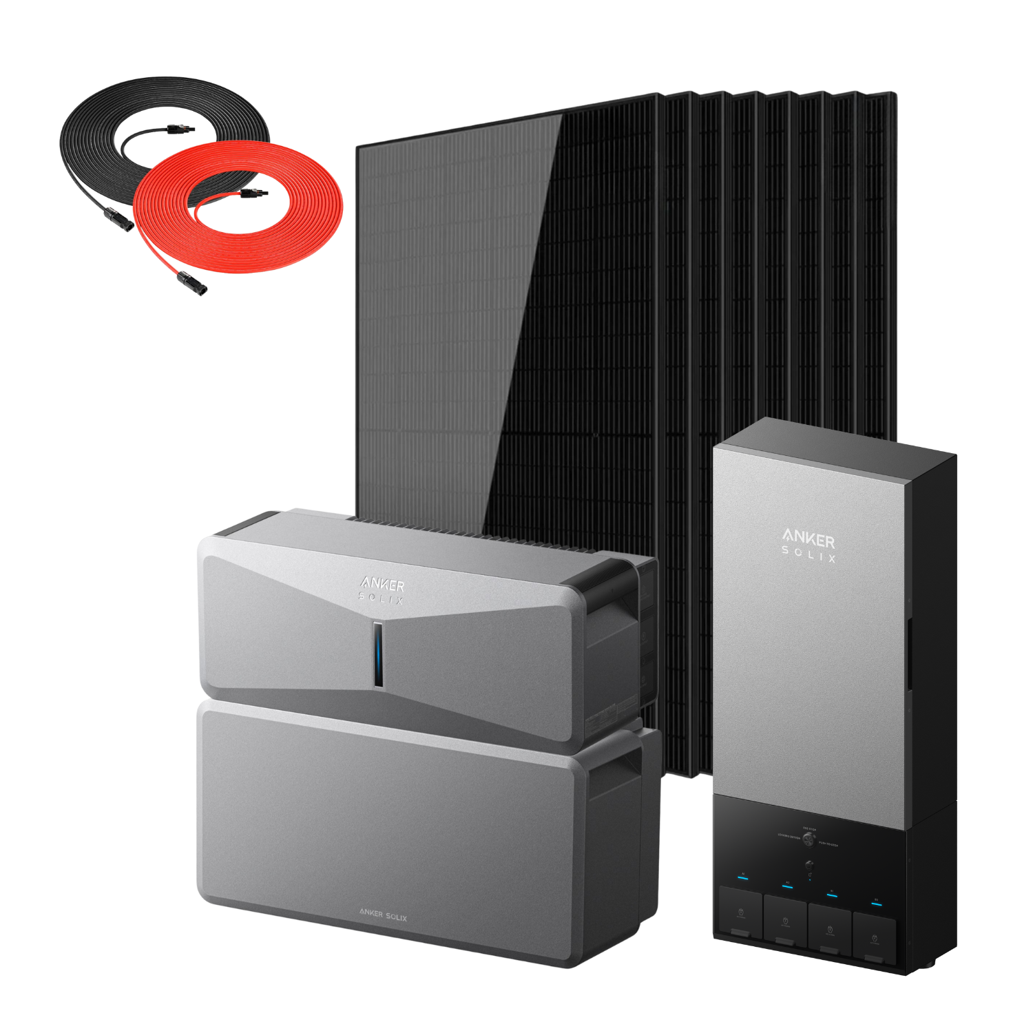 Anker SOLIX E10 Smart Home Backup Kit with eight 440W Rigid Solar Panels and a Rich Solar Panel Extension Cable