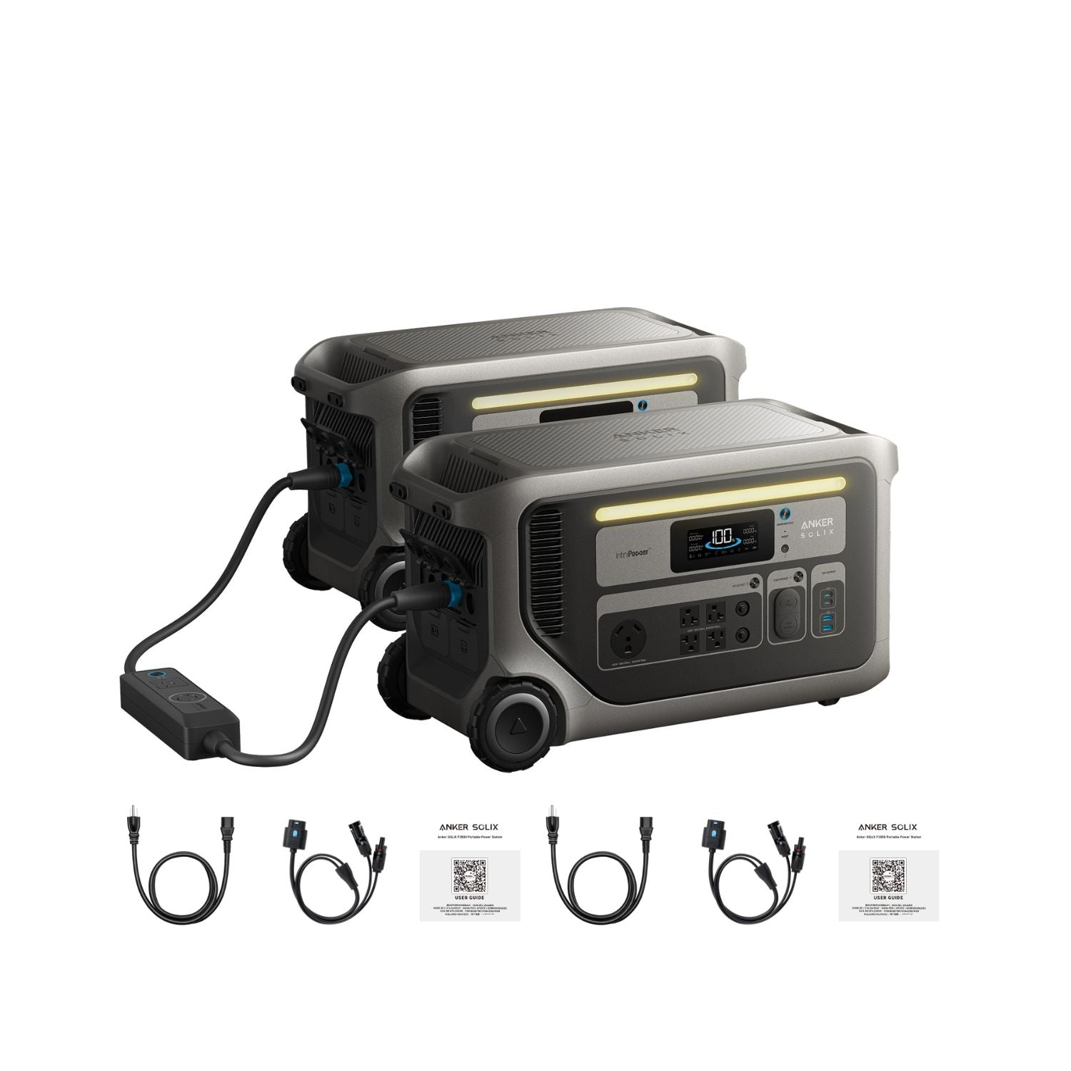 Anker SOLIX F3000 Portable Double Solar Kit with cables and product manual