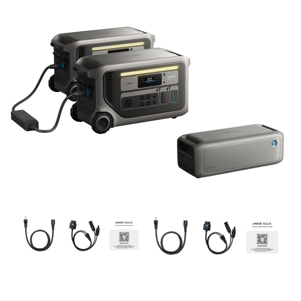 Anker SOLIX F3000 Portable Double Solar Kit with extra battery, cables and product manual