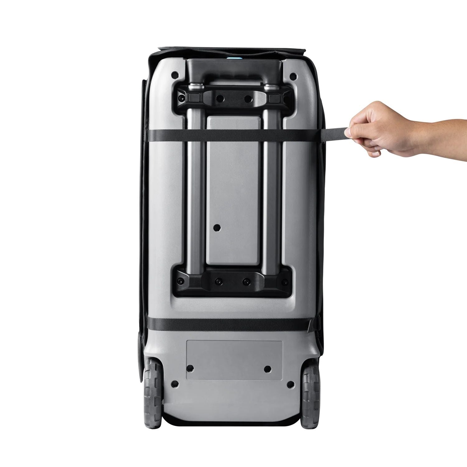 Anker SOLIX F3000 Protective Cover back view attached to stroller 
