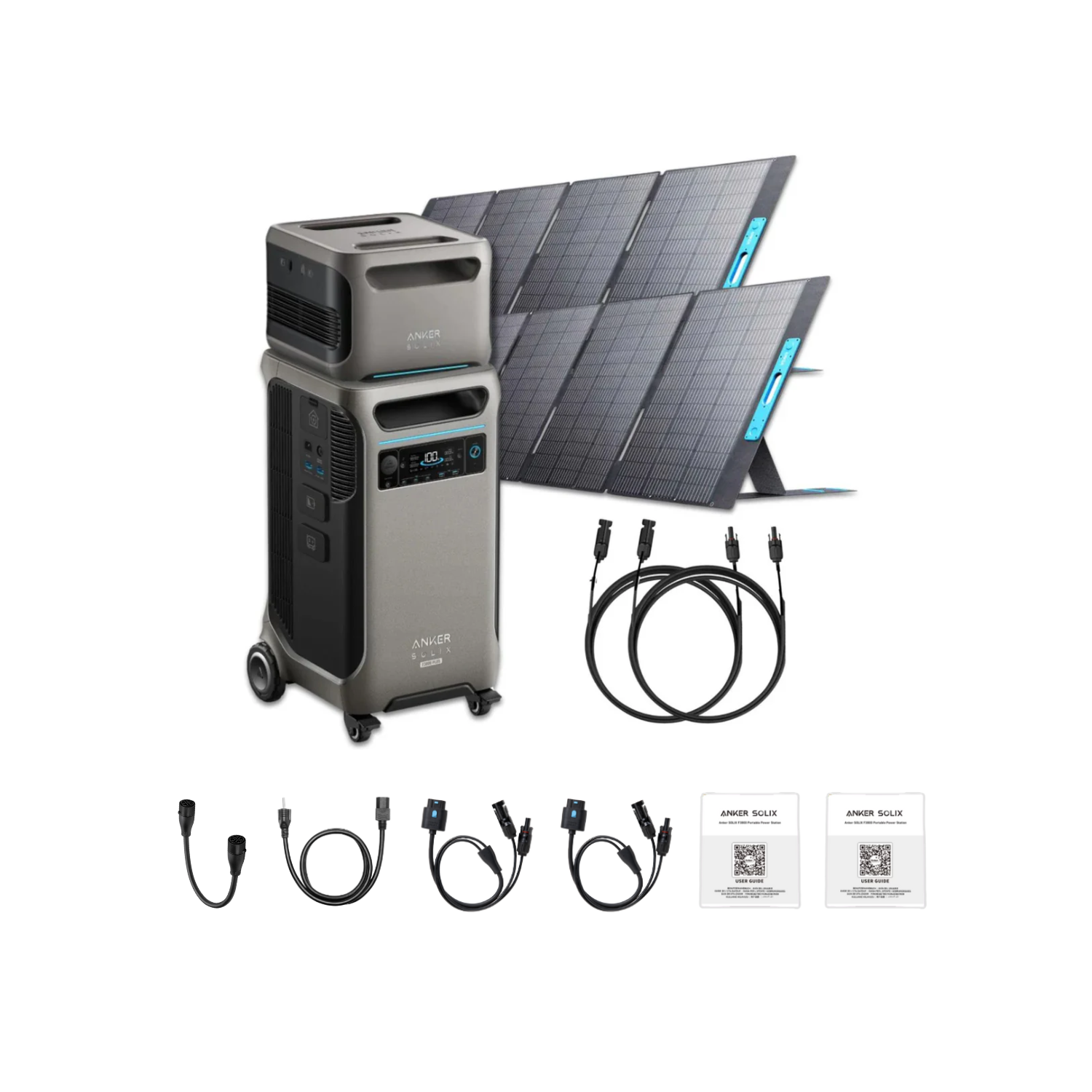 Anker SOLIX F3800 Plus Explorer Double Solar Kit | 2 x 400W Portable Solar Panels + 1 x Expansion Battery Inclusions