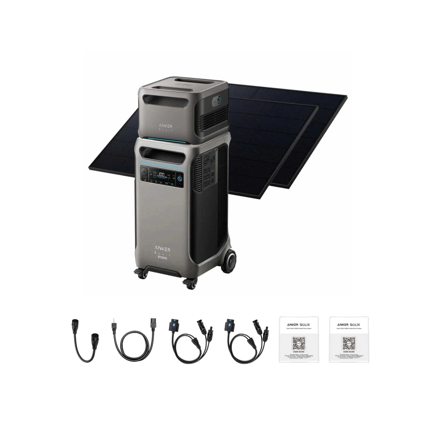 Anker SOLIX F3800 Plus Portable Power Station + 2 x 410W Rigid Solar Panels + 1 x Expansion Battery Inclusions