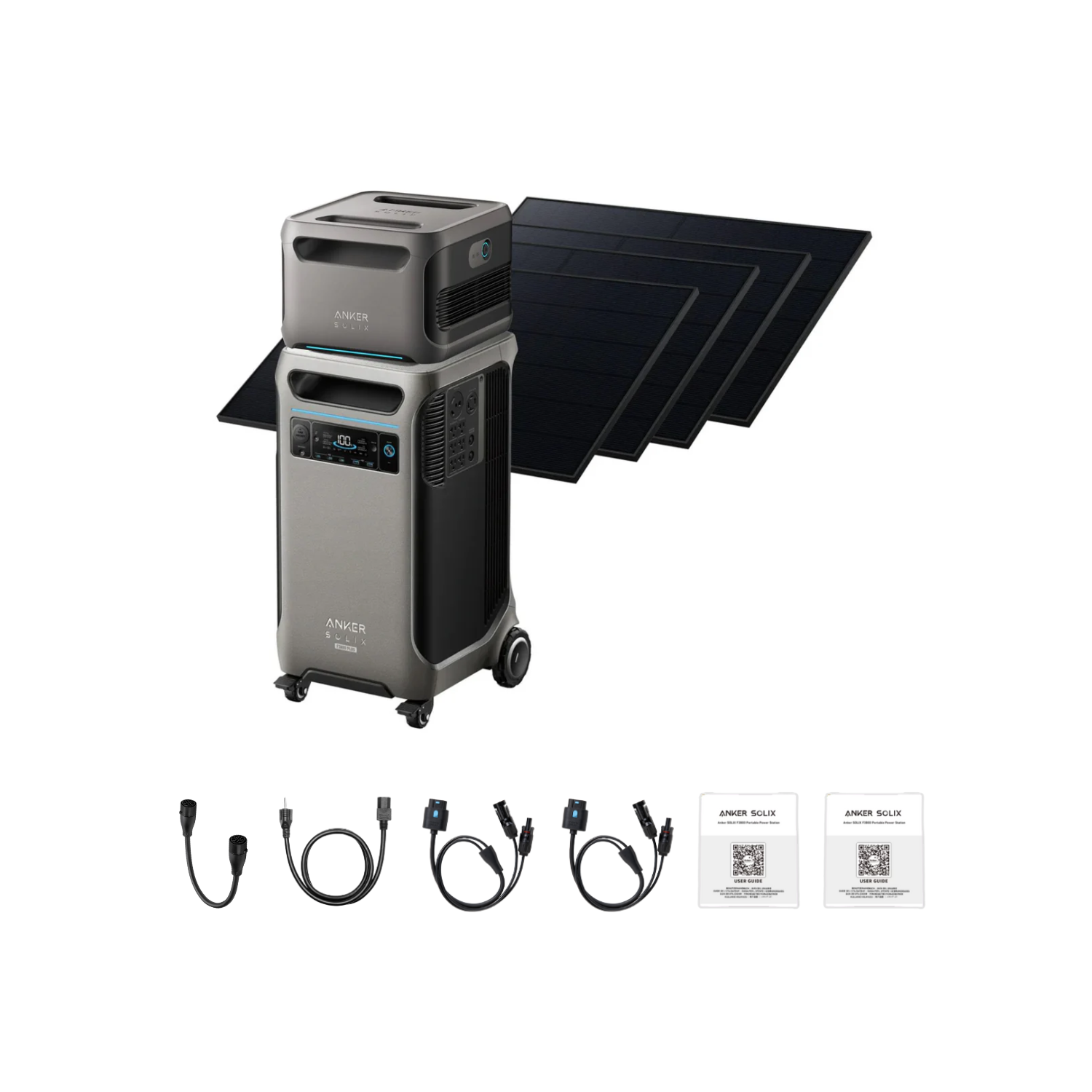 Anker SOLIX F3800 Plus Portable Power Station + 4 x 410W Rigid Solar Panels + 1 x Expansion Battery Inclusions