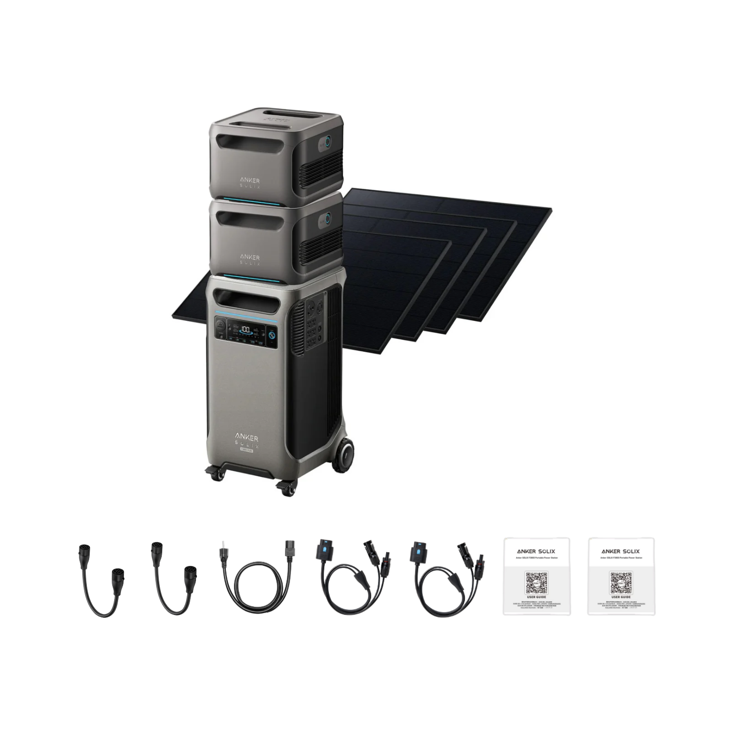 Anker SOLIX F3800 Plus Portable Power Station + 4 x 410W Rigid Solar Panels + 2 x Expansion Battery Inclusions