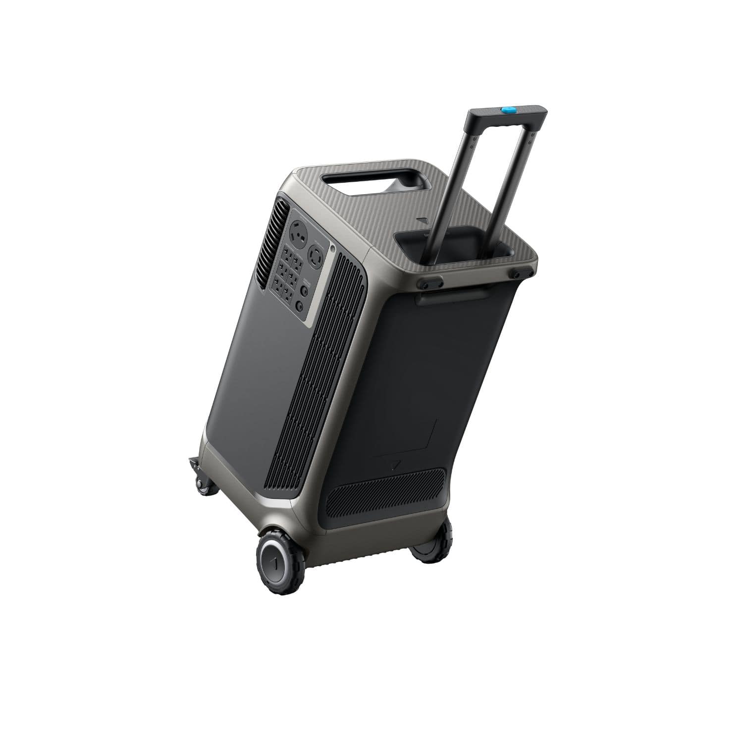 Anker SOLIX F3800 Plus Power Station Left Side Back View with trolley