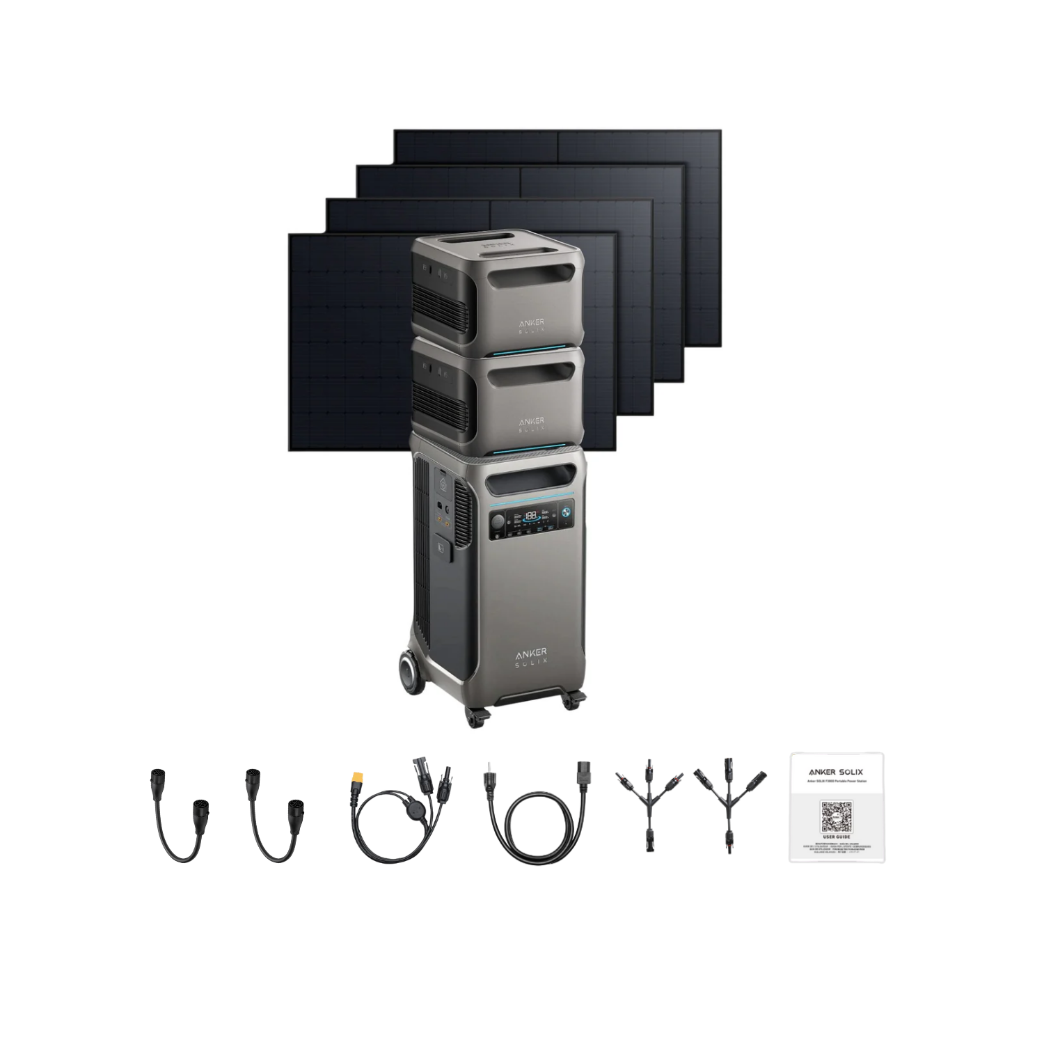Anker SOLIX F3800 Portable Power Station +2 x  Expansion Battery + 4 x 410W Rigid Solar Panel Inclusions