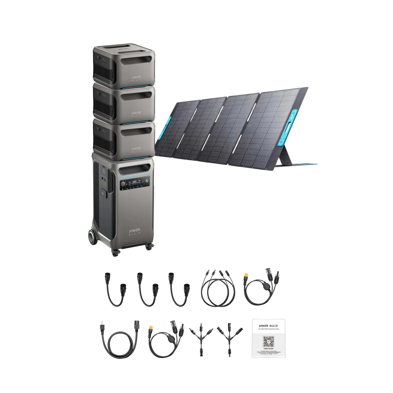 Anker SOLIX F3800 Portable Power Station +3 x  Expansion Battery + 1 x 400w Portable Solar Panel Inclusions