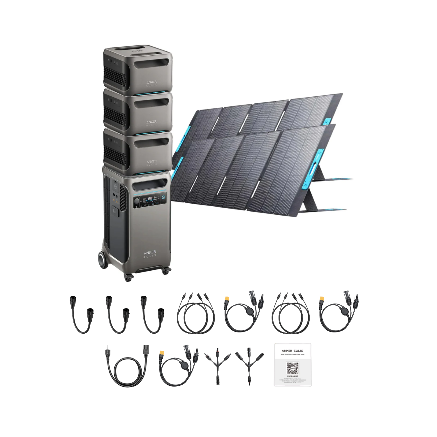 Anker SOLIX F3800 Portable Power Station +3 x  Expansion Battery + 2 x 400w Portable Solar Panel Inclusions