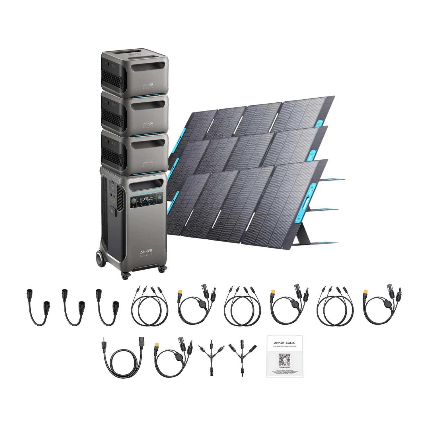 Anker SOLIX F3800 Portable Power Station +3 x  Expansion Battery + 3 x 400w Portable Solar Panel Inclusions