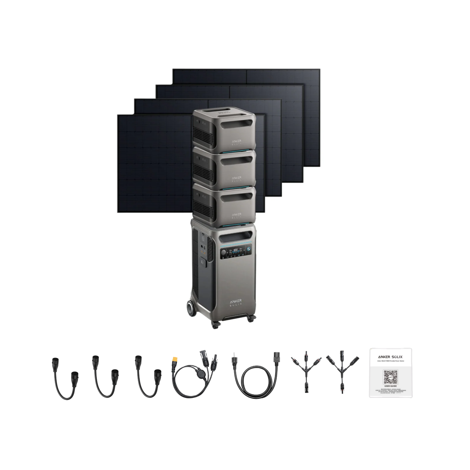 Anker SOLIX F3800 Portable Power Station +3 x  Expansion Battery + 4 x 410W  Rigid Solar Panel Inclusions