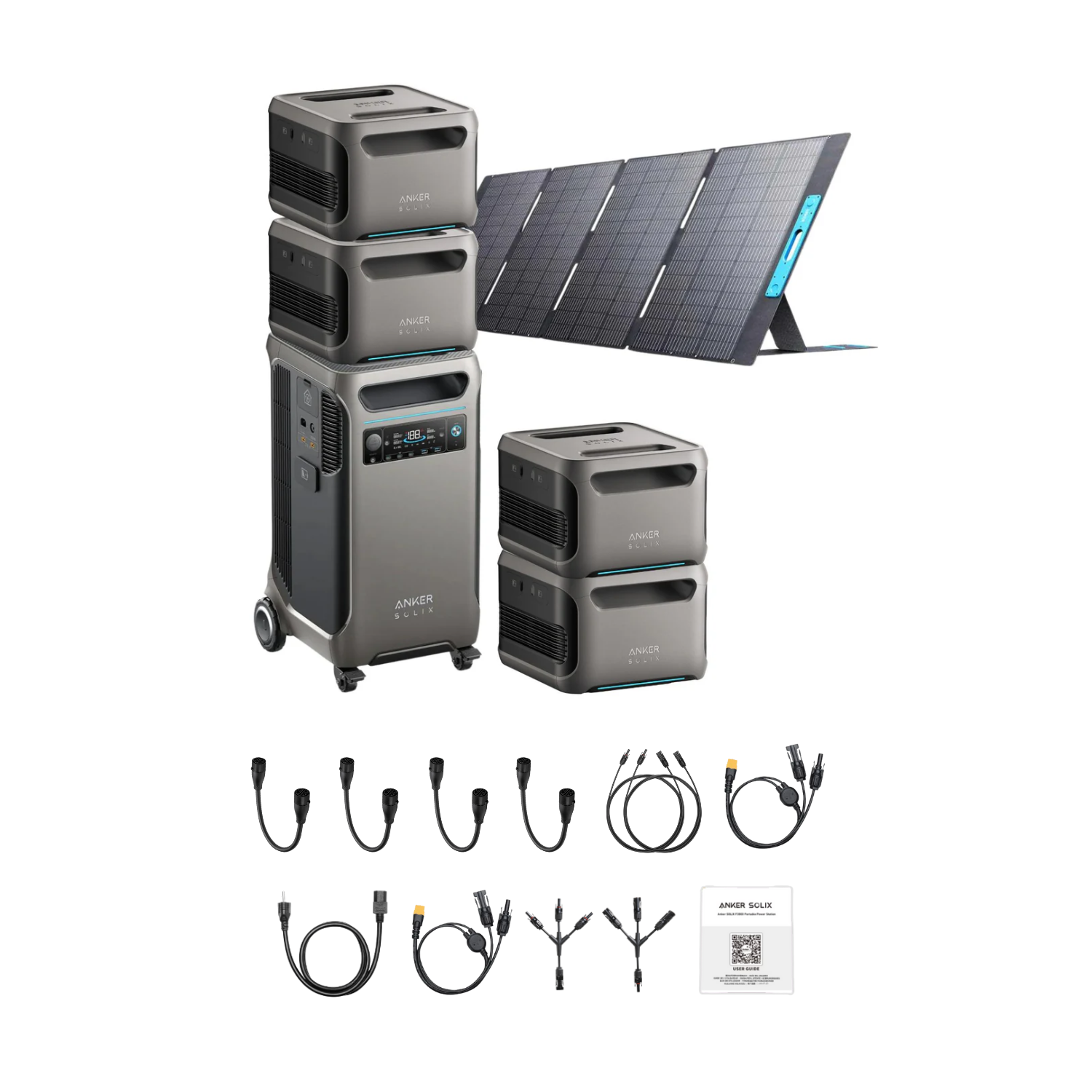Anker SOLIX F3800 Portable Power Station +4 x  Expansion Battery + 1 x 400W Portable Solar Panel Inclusions