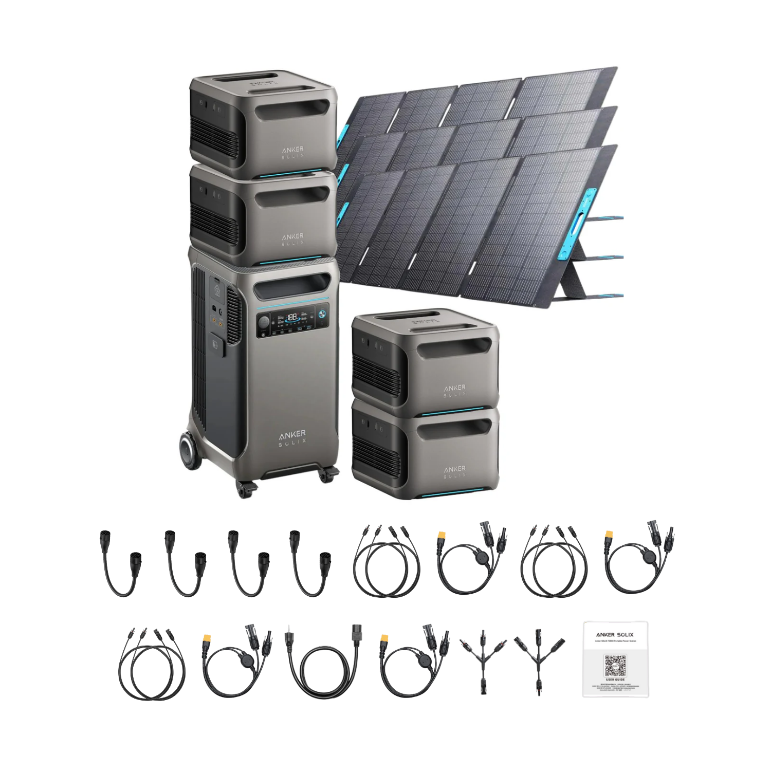 Anker SOLIX F3800 Portable Power Station +4 x  Expansion Battery + 3 x 400W Portable Solar Panel Inclusions