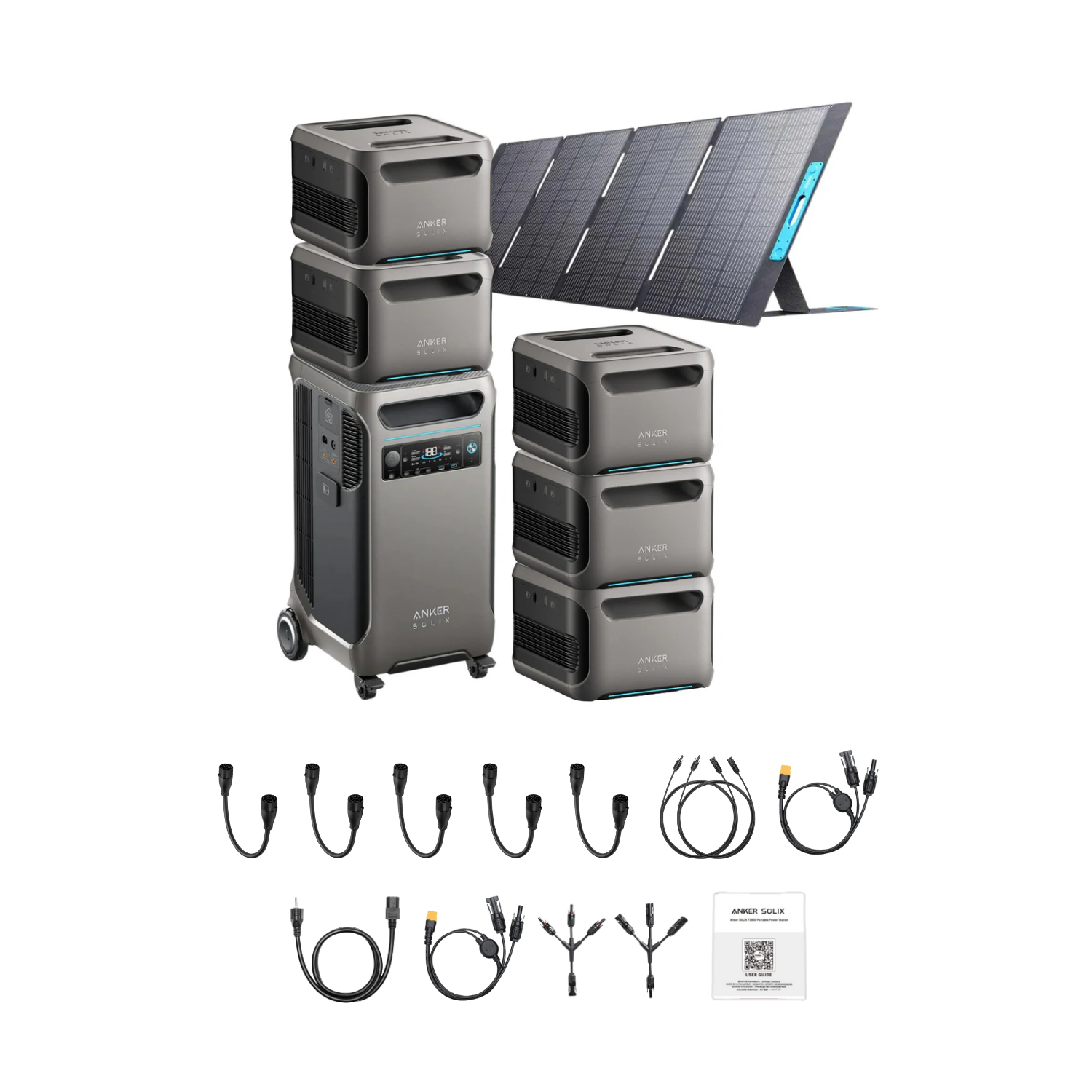 Anker SOLIX F3800 Portable Power Station +5 x  Expansion Battery + 1x 400W Portable Solar Panel Inclusions
