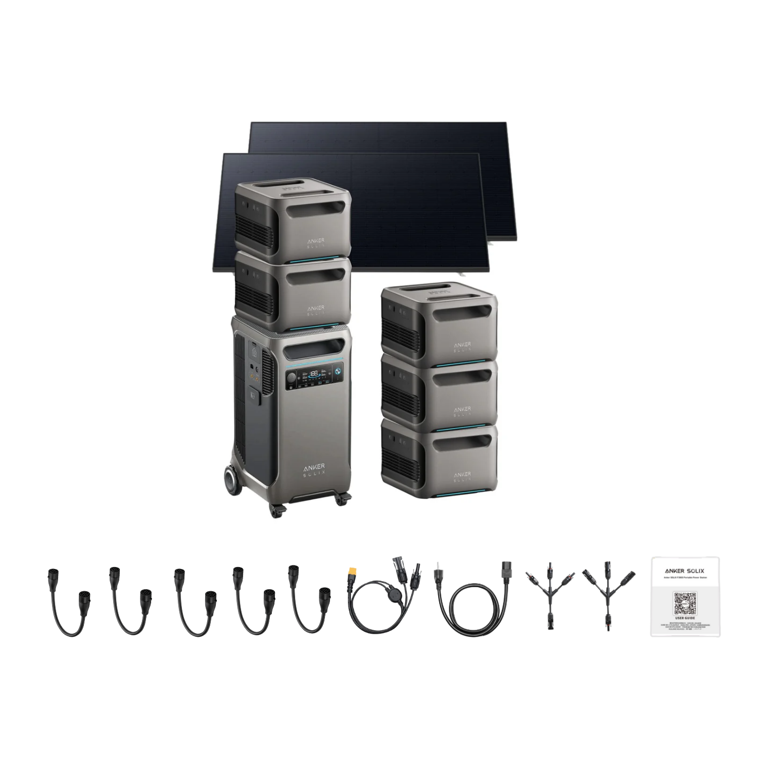 Anker SOLIX F3800 Portable Power Station +5 x  Expansion Battery + 2 x 410W Rigid Solar Panel Inclusions