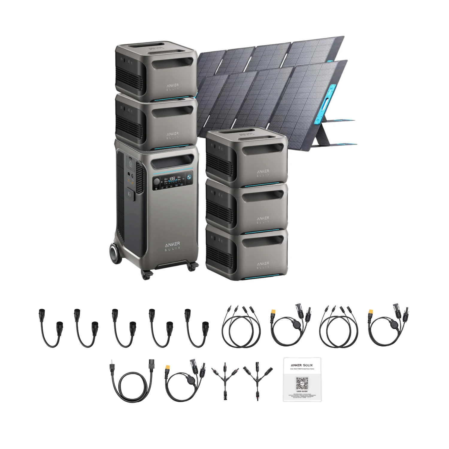 Anker SOLIX F3800 Portable Power Station +5 x  Expansion Battery + 2x 400W Portable Solar Panel Inclusions