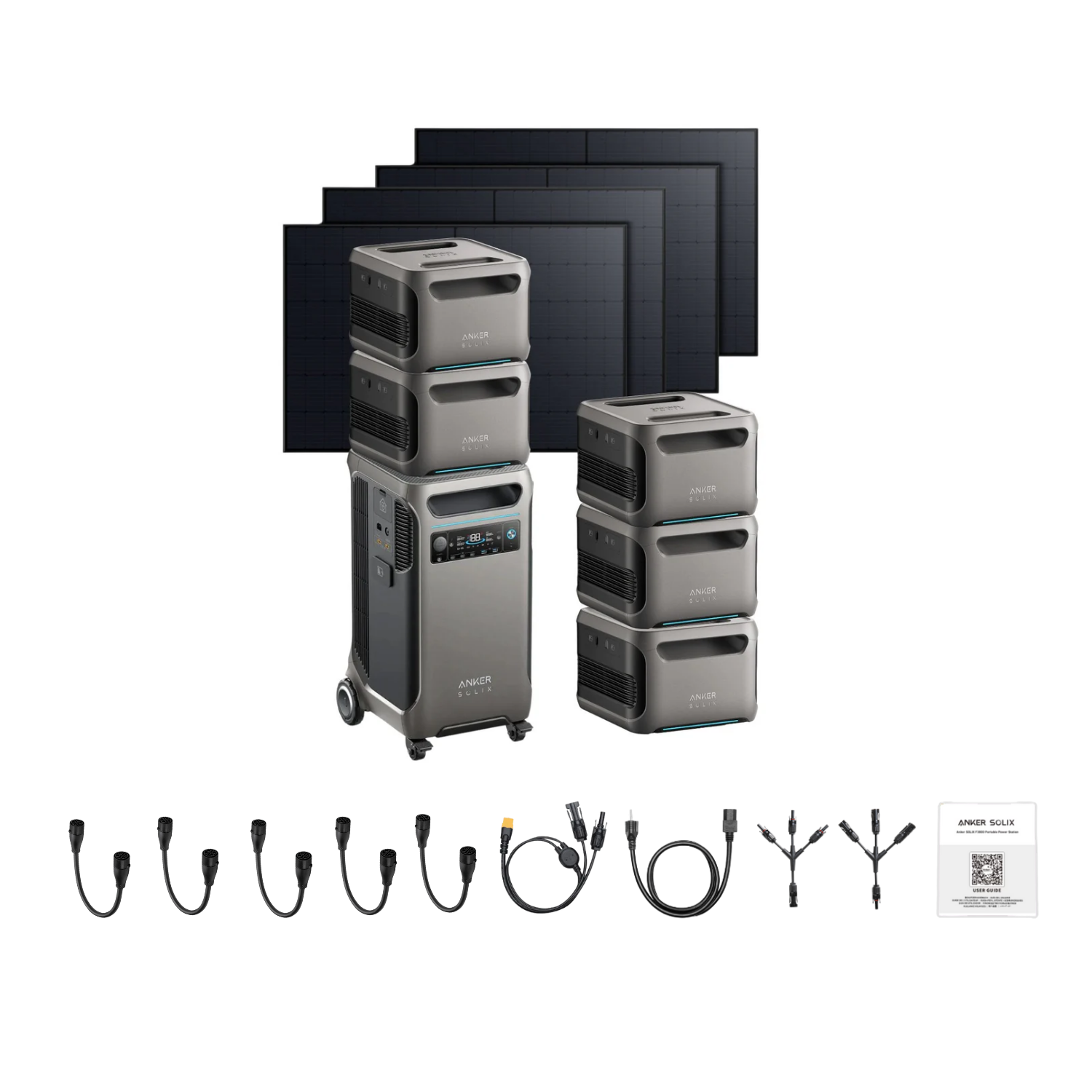 Anker SOLIX F3800 Portable Power Station +5 x  Expansion Battery + 4 x 410W Rigid Solar Panel Inclusions