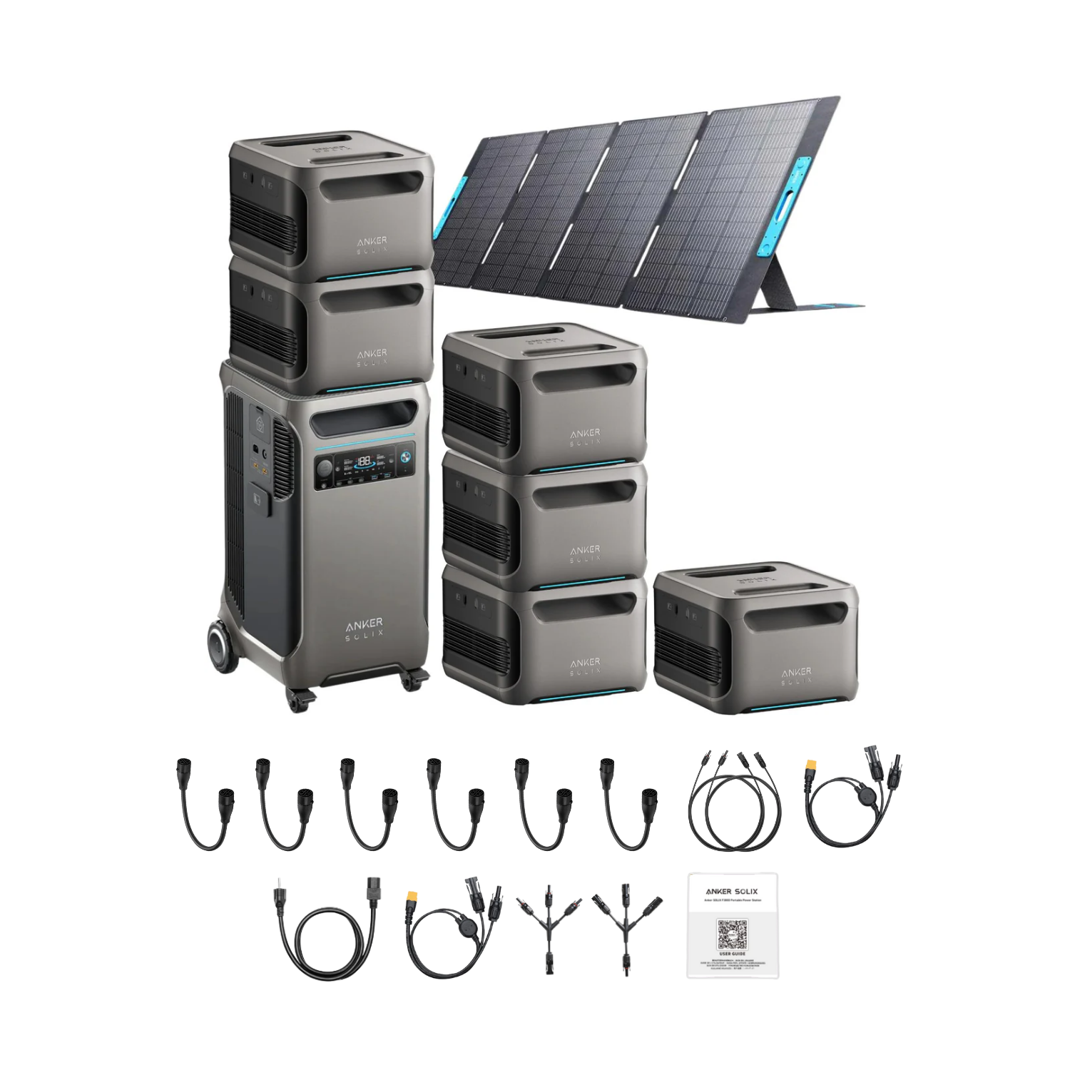 Anker SOLIX F3800 Portable Power Station +6 x  Expansion Battery + 1 x 400W Portable Solar Panel Inclusions