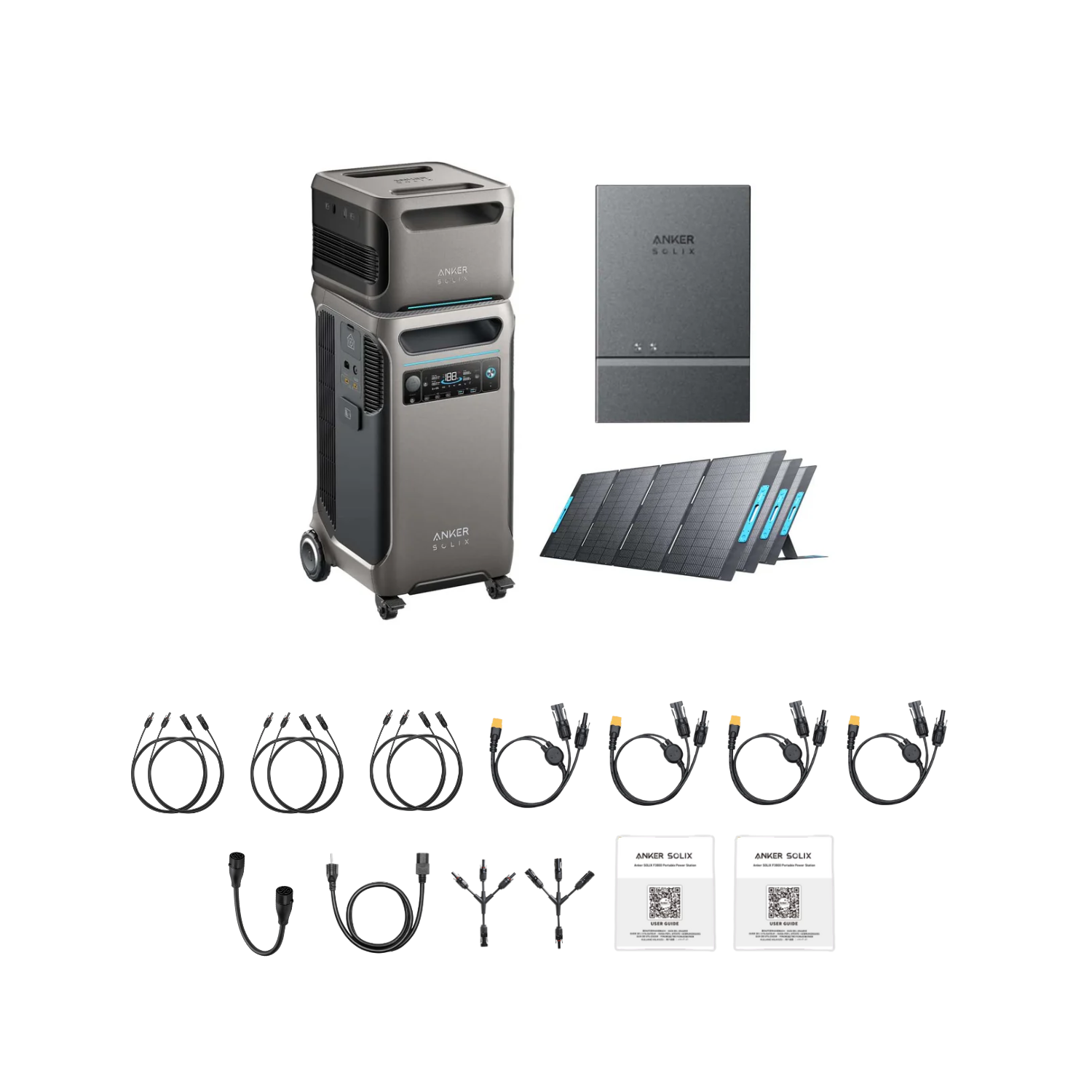 Anker SOLIX F3800 Power Station + Smart Home Power Kit + 1 x BP3800 Battery + 3 x 400W Solar Panels - 7.68kWh Inclusions