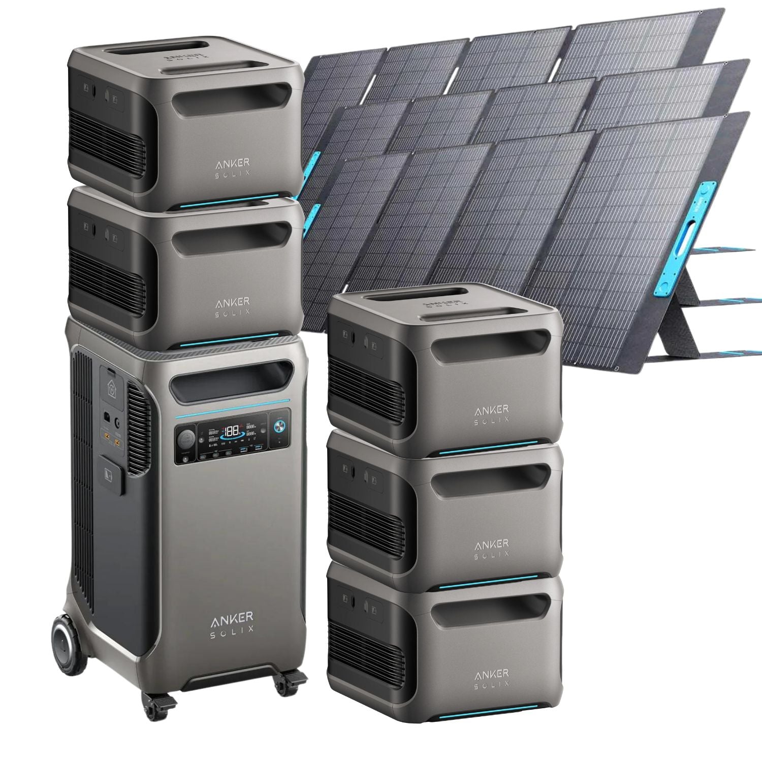 Anker SOLIX F3800 with 5 Expansion Battery and 3 400W Solar Panels