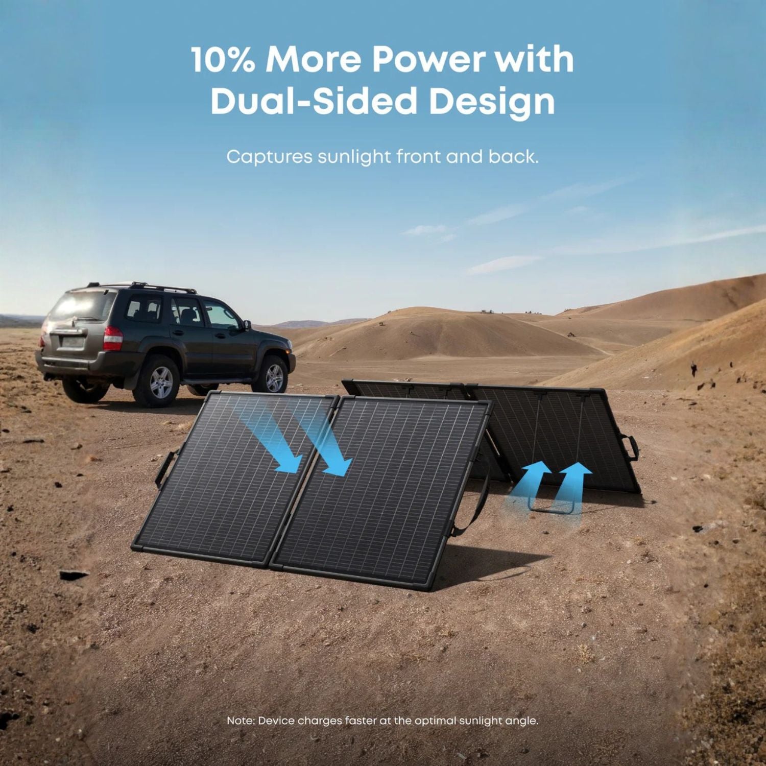 Anker SOLIX PS100 Portable Solar Panel in the dessert 