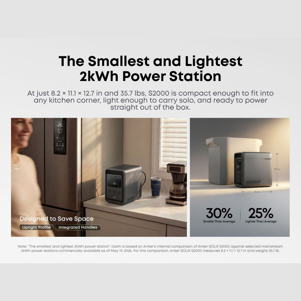Anker SOLIX S2000 Portable Power Station - Smallest and lightest 2kwh power station