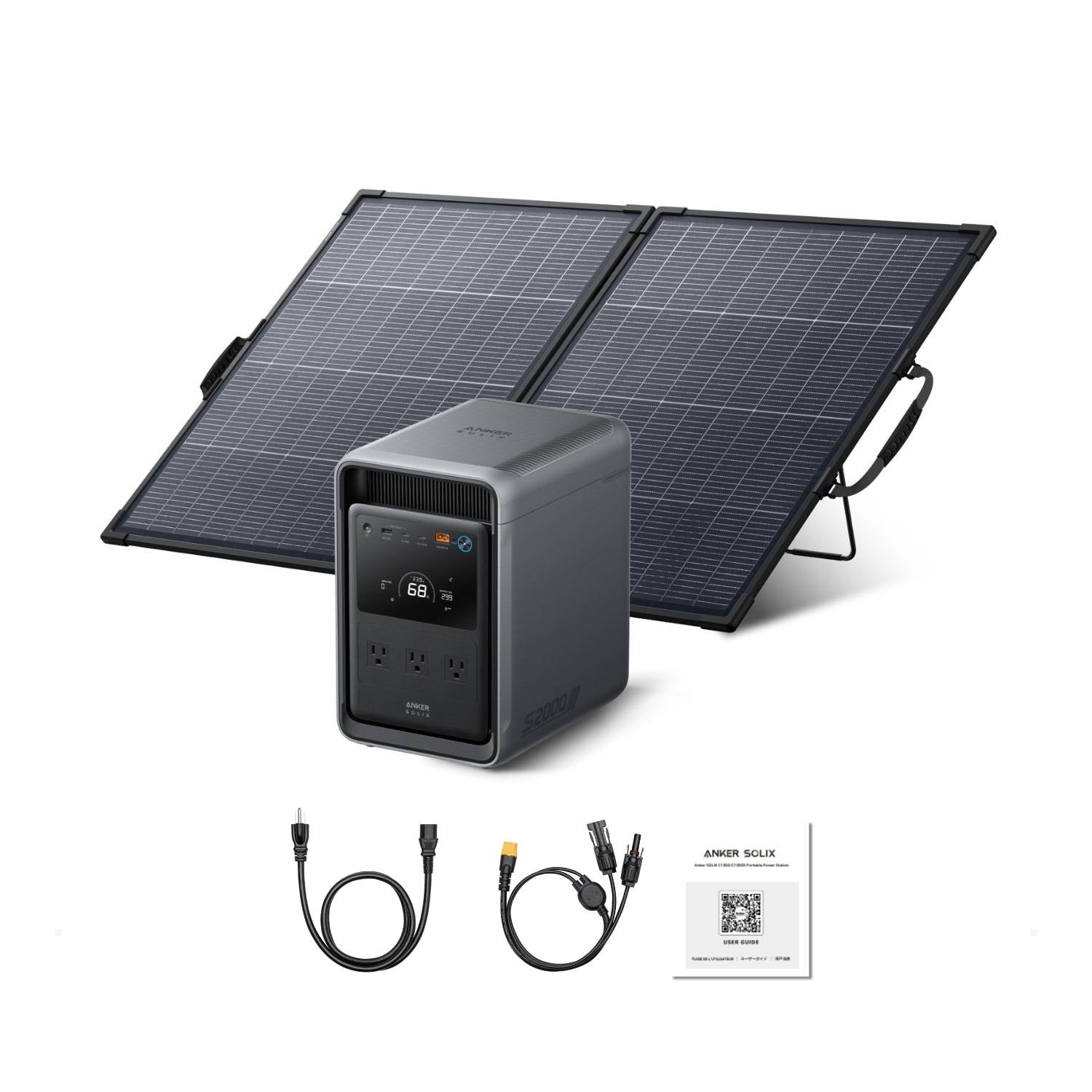 Anker SOLIX S2000 With One PS200 Bifacial Portable Solar Panel And Inclusions