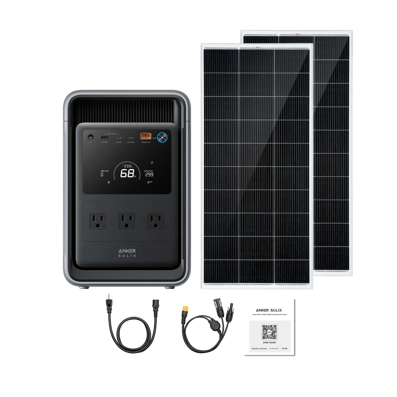 Anker SOLIX S2000 With Two 200 Watt Rigid Solar Panels And Inclusions