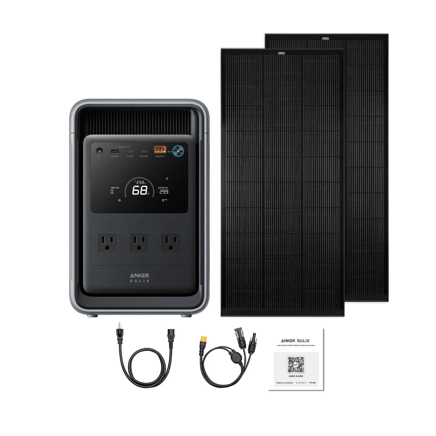 Anker SOLIX S2000 With Two 200 Watt Rigid Solar Panels with Inclusions