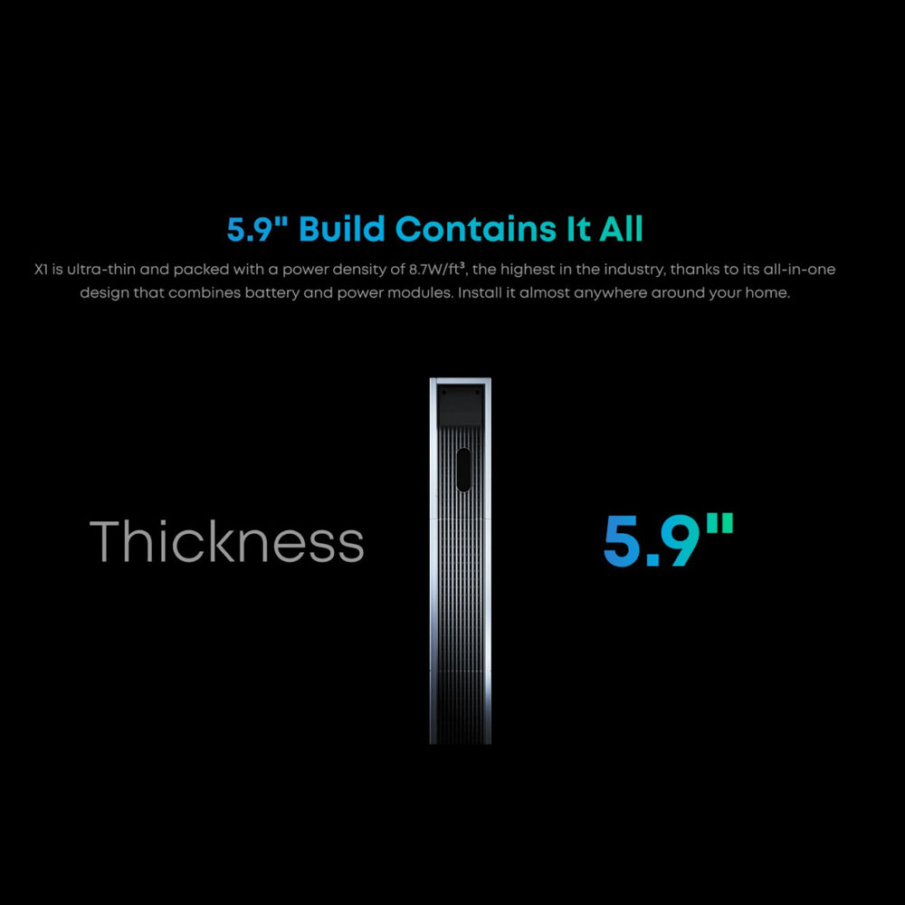 Anker SOLIX X1 Home Energy Storage System 5.9-inch thickness on a black background