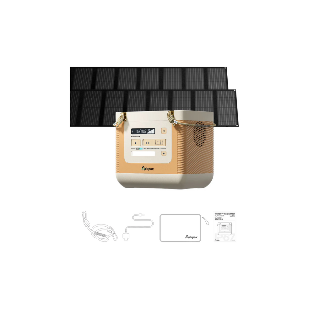 Ark Evo + 2 x 200W Portable Solar Panels Inclusions