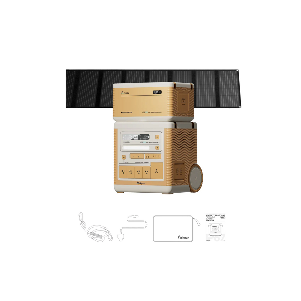 Ark Pro + 1 x 200W Portable Solar Panel + 1 x Expansion Battery Inclusions
