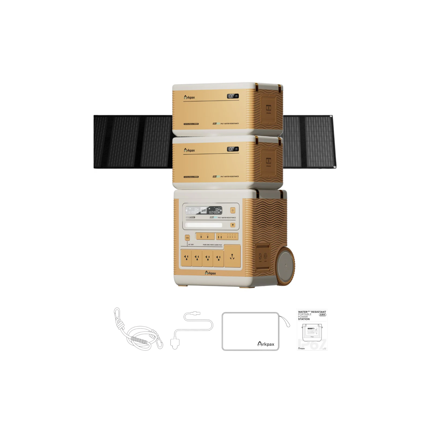 Ark Pro + 1 x 200W Portable Solar Panel + 2 x Expansion Batteries Inclusions