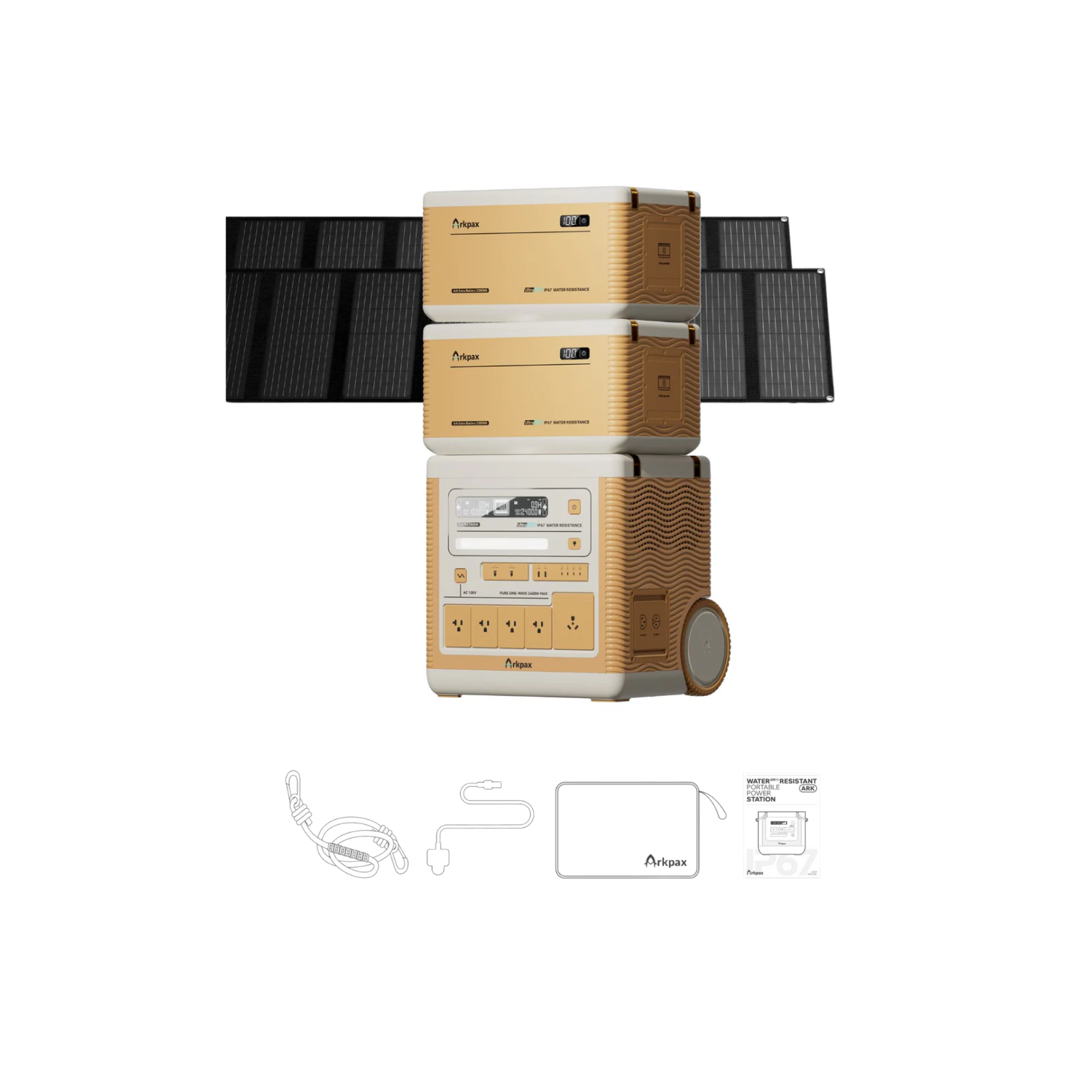 Ark Pro + 2 x 200W Portable Solar Panels + 2 x Expansion Batteries Inclusions