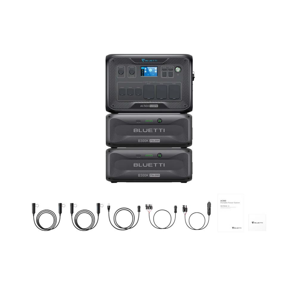 BLUETTI AC500 Home Battery Backup Generator + 2 x B300K Expansion Battery Inclusions