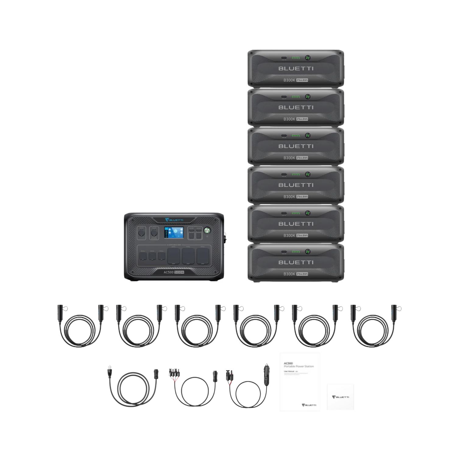 BLUETTI AC500 Home Battery Backup Generator + 6 x B300K Expansion Battery Inclusions