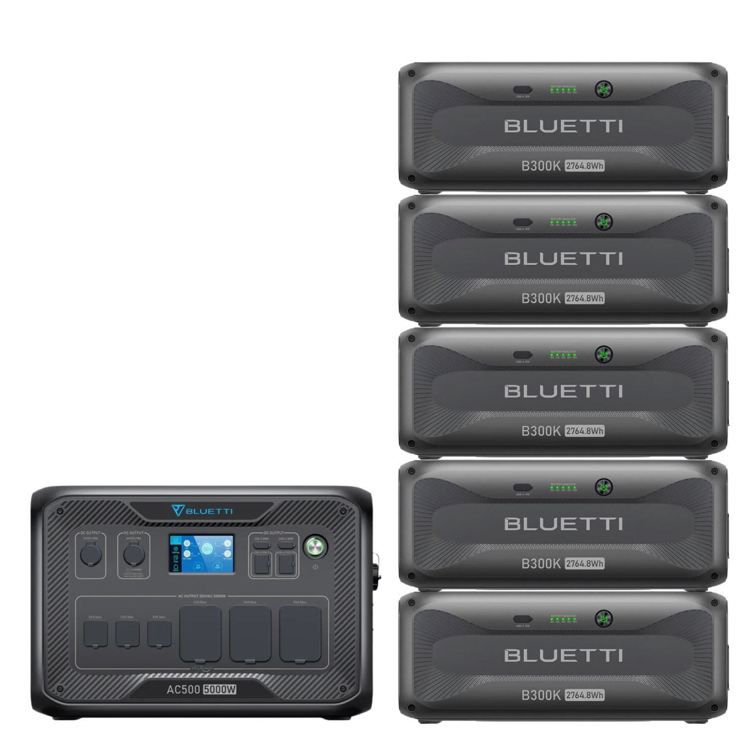 BLUETTI AC500 With 5 B300K Expansion Batteries