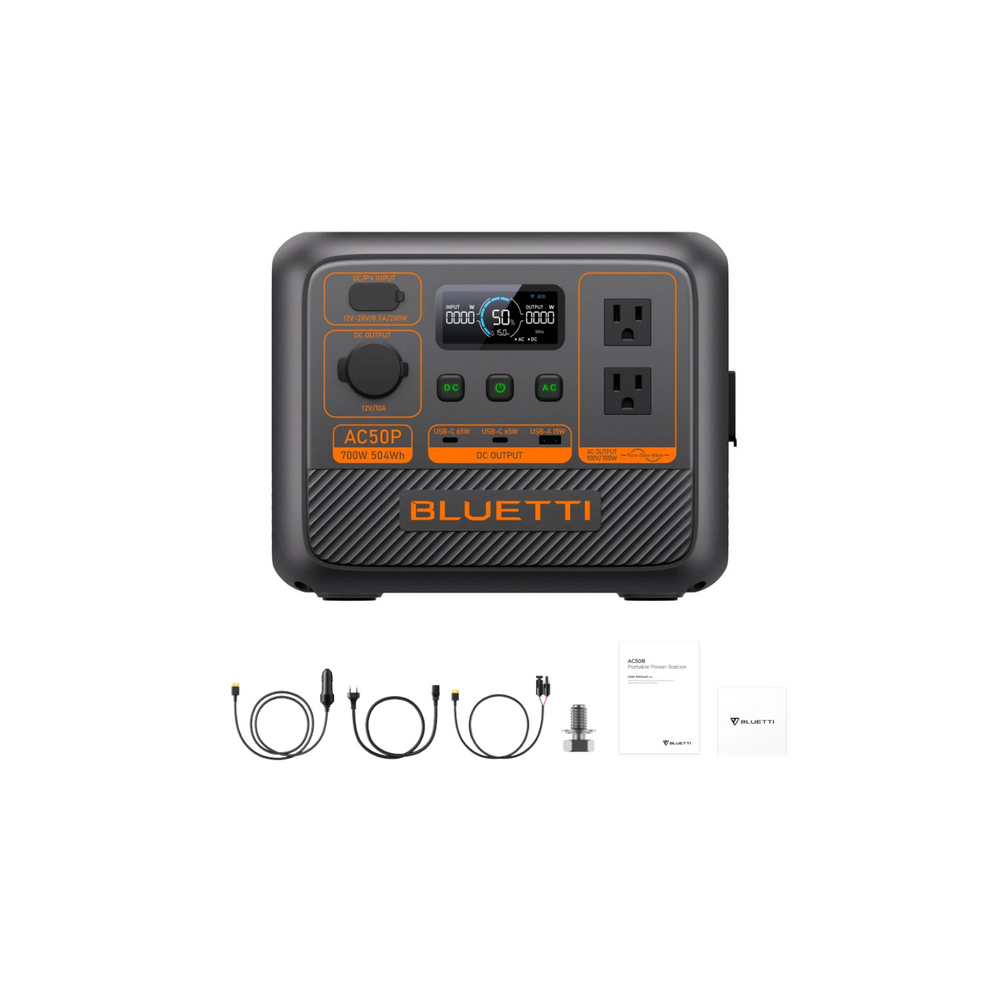 BLUETTI AC50P Portable Power Station Inclusions