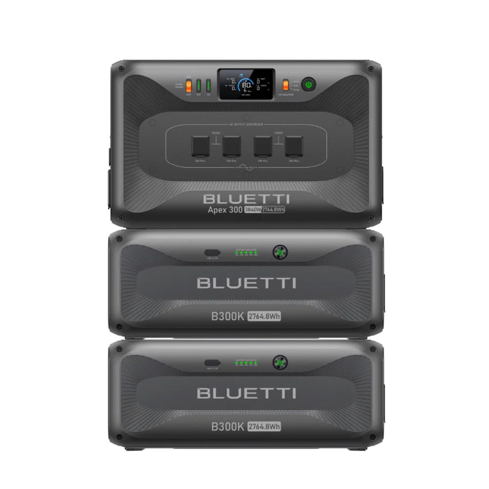 BLUETTI Apex 300 Portable Power Station with two B300K2 Battery