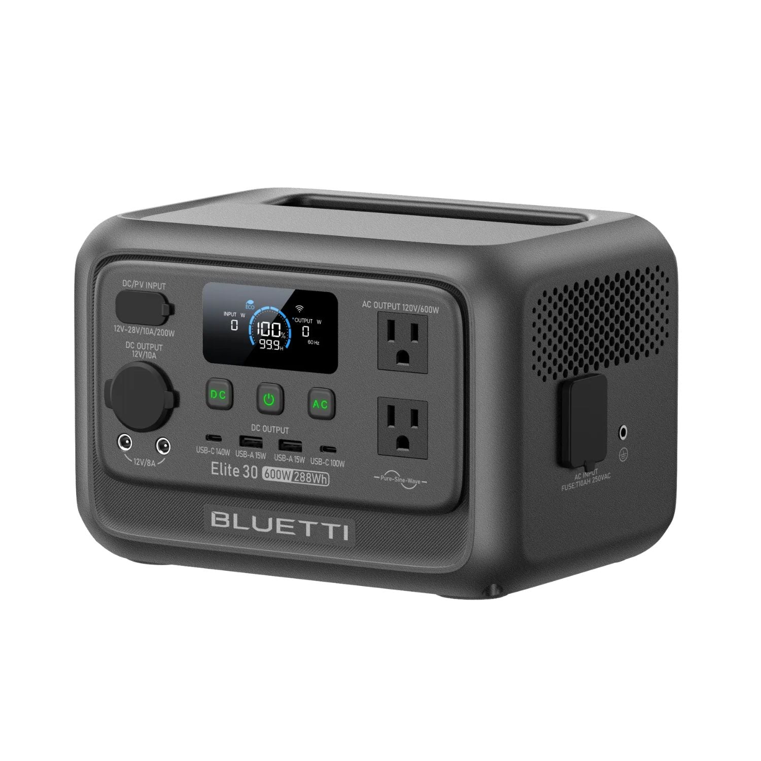 BLUETTI Elite 30 V2 | 288Wh 600W Portable Power Station left view
