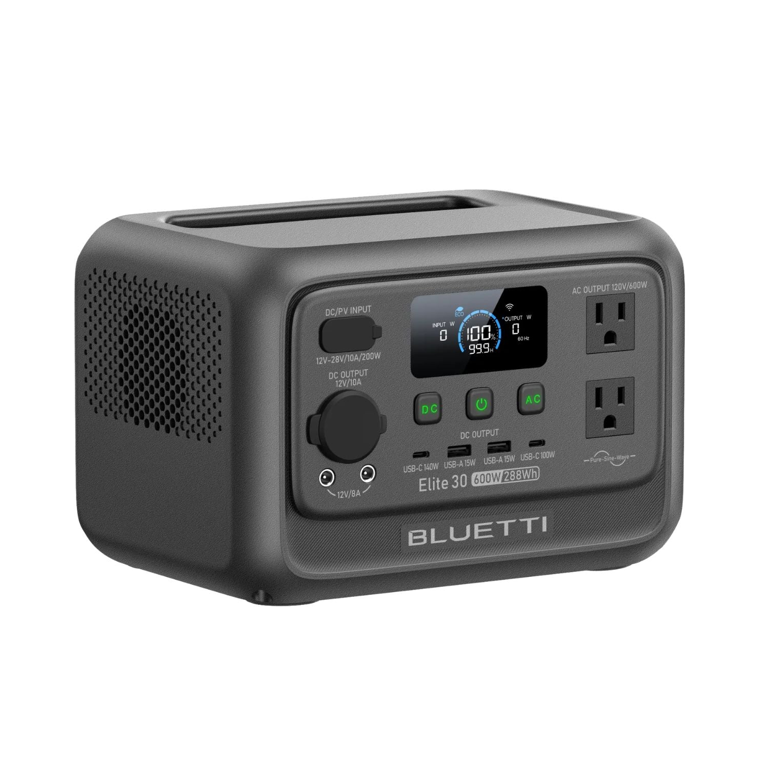 BLUETTI Elite 30 V2 | 288Wh 600W Portable Power Station side view
